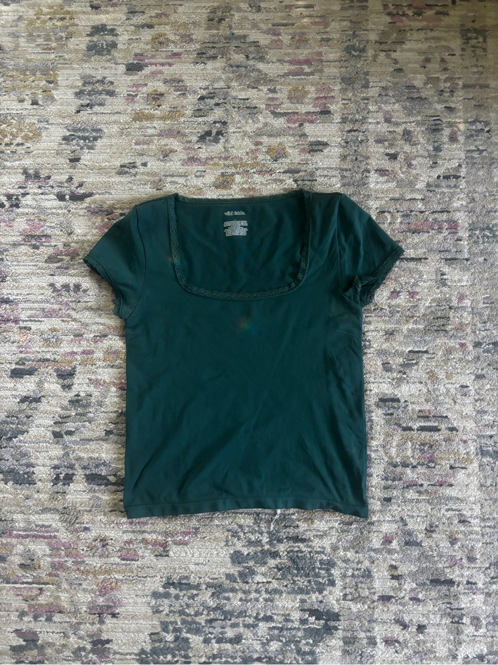 Women’s Square Neck Short Sleeve Top - Forest Green